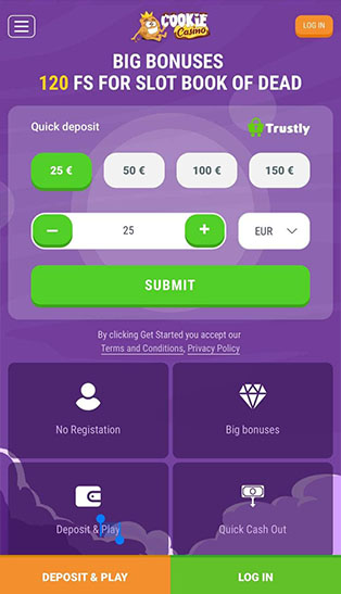 Cookie Casino Home Page