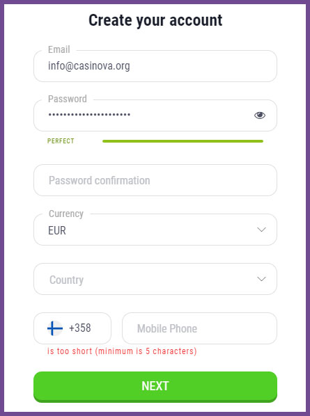 Cookie Casino Account Registration