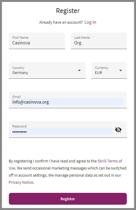 Registration Skrill System
