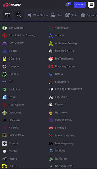 Woo Casino Software Page