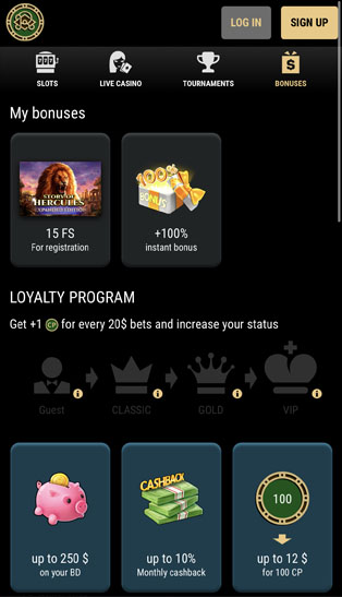Bonuses page