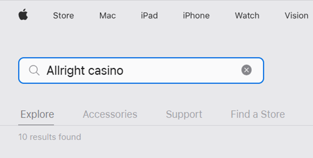 Search to install on IOS